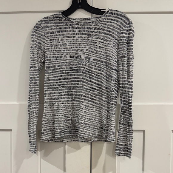 Proenza Schouler Tops - Proenza Schouler Scoop Neck 100% Cotton Long Sleeve Top, Black and White, Small